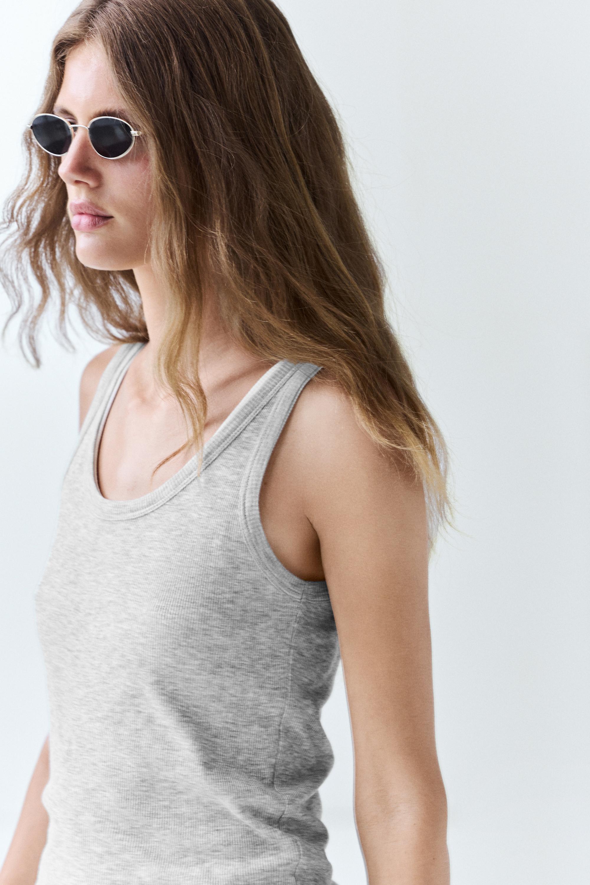 T-shirt double en bord-côte 100 % coton